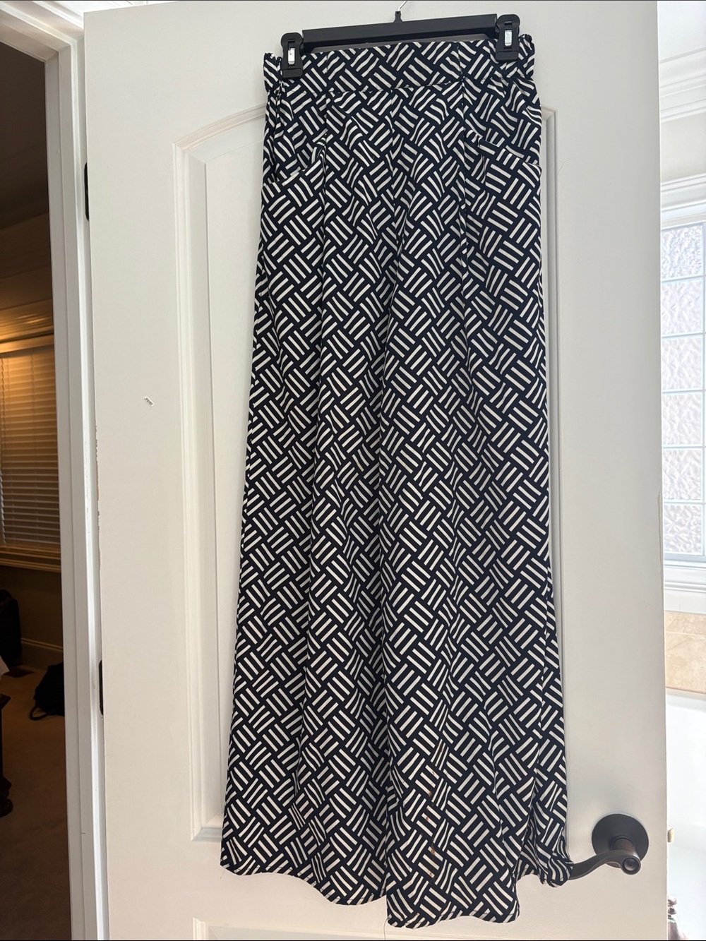 Zara Navy and White Wide Leg Pants